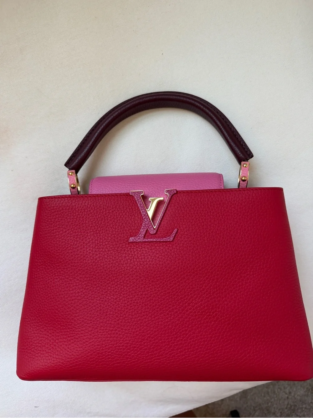 Louis Vuitton Red and Pink Capucines MM